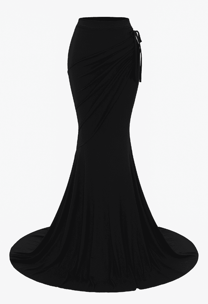 Long black draped gothic skirt
