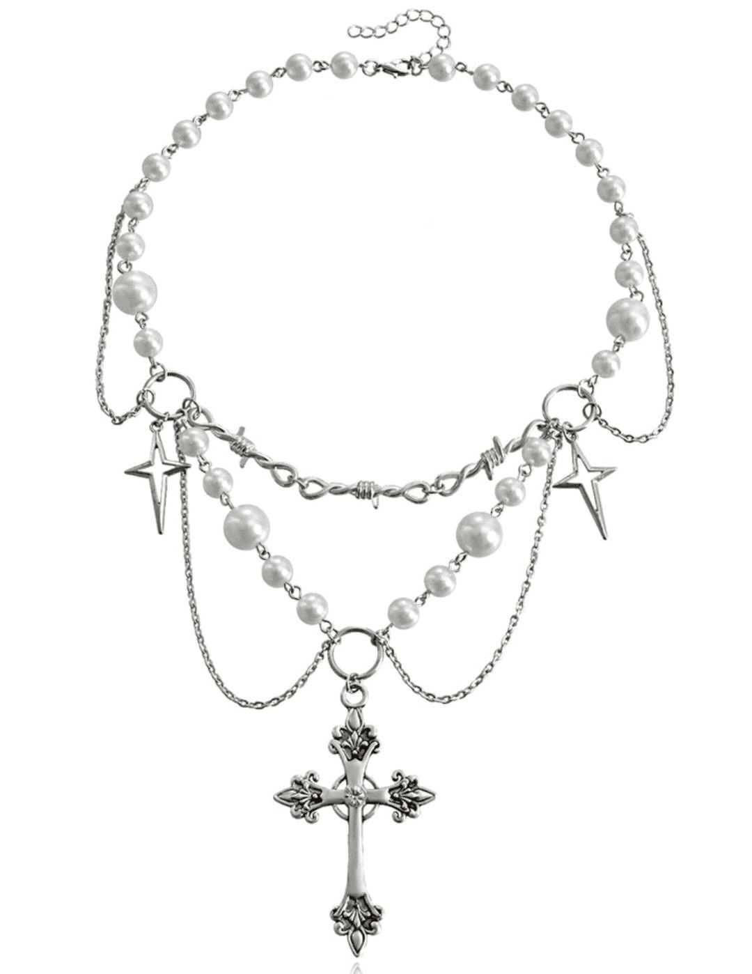 Gothic cathedral pearl necklace chain